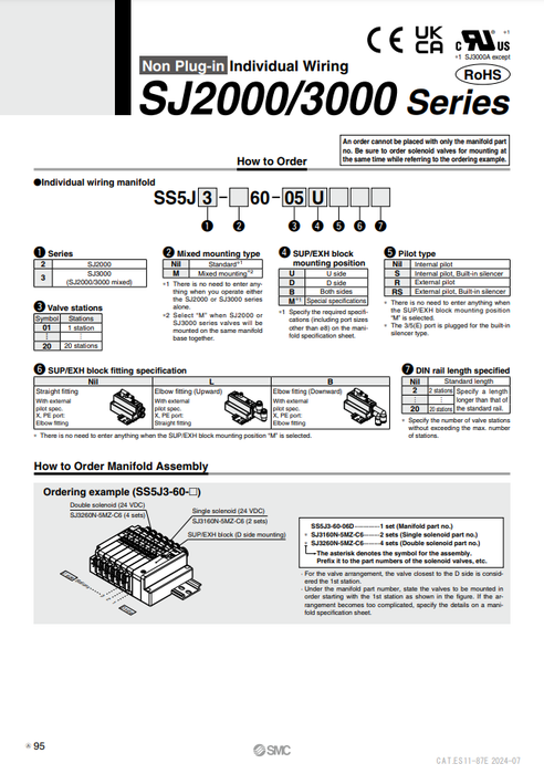 [SMC Pneumatics]Manifold SS5J3-60-14B