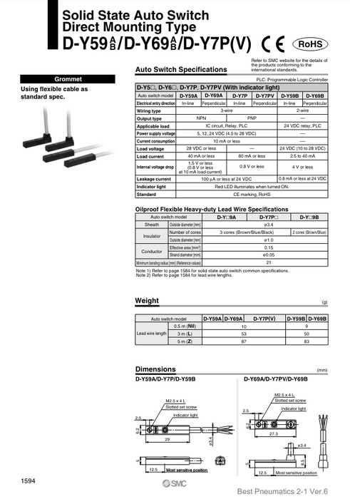 [SMC Pneumatics]Auto Switch D-Y69B