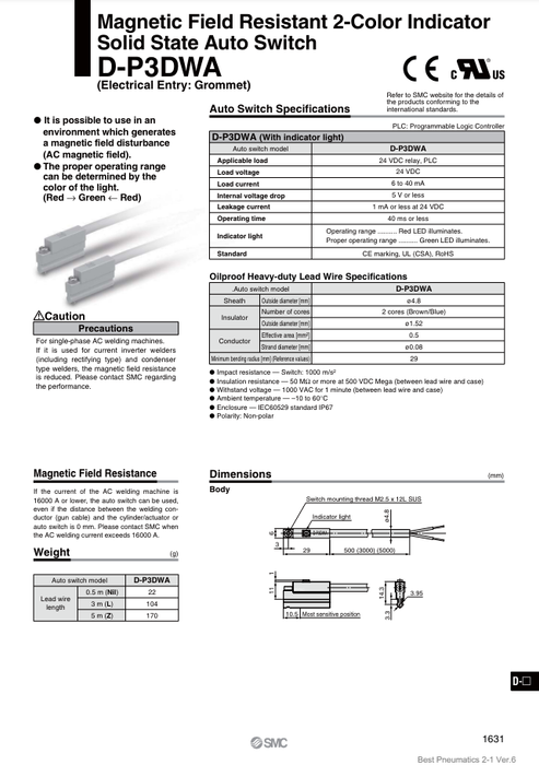 [SMC Pneumatics]Auto Switch D-P3DWAZ