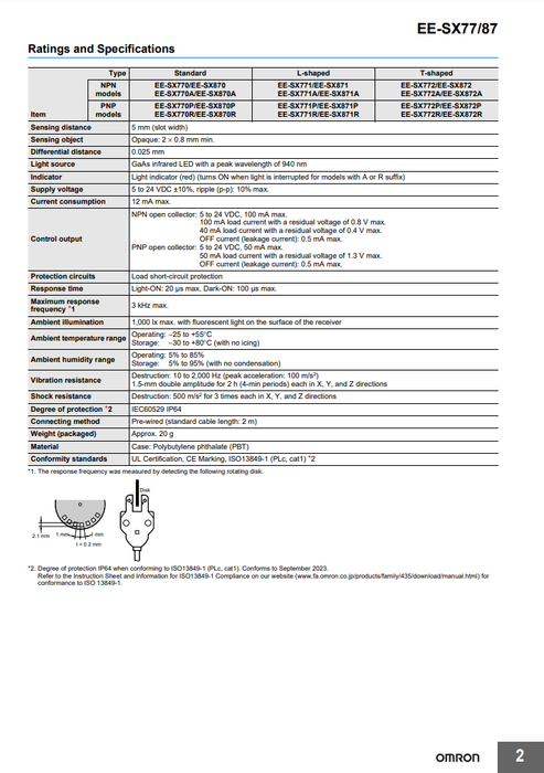 [OMRON]Photo micro sensor with Slim Cable EE-SX770