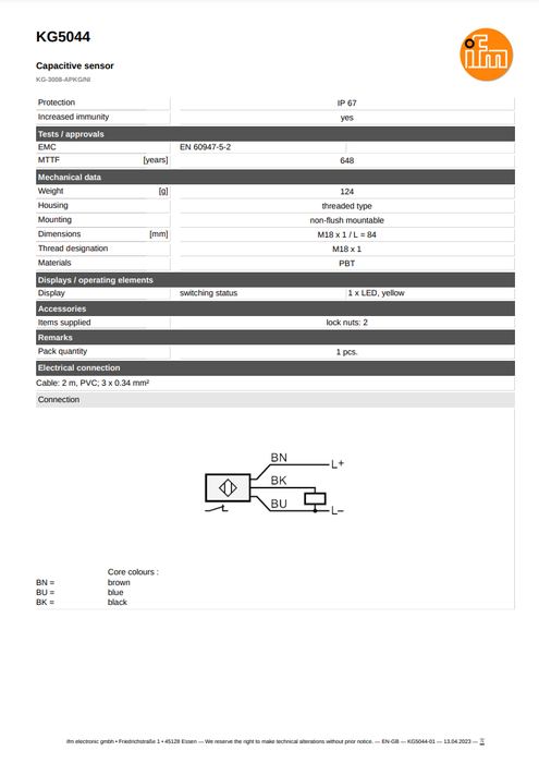 [IFM]Capacitive sensor KG5044