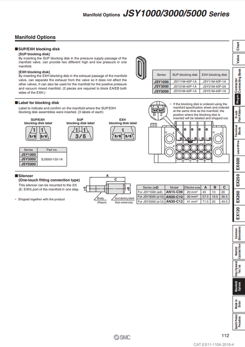 [SMC Pneumatics]Label for blocking disk SJ3000-155-1A