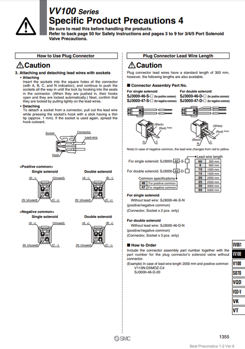 [SMC Pneumatics]Connector Assembly SJ3000-46-D-30
