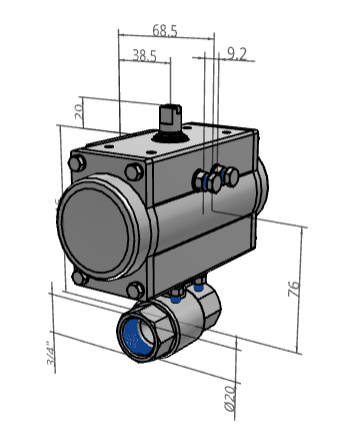 [FESTO] Ball valves and ball valve actuator units VZBM-A-3/4"-RP-25-D-2-B2-PB20
