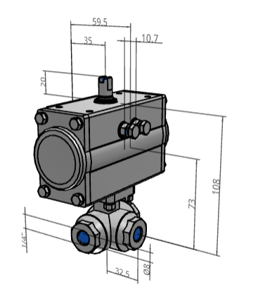 [FESTO] Ball valves and ball valve actuator units VZBM-A-1/4"-RP-25-F-3L-B2-PA10