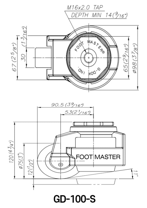 [FOOTMASTER] GD-100 Leveling Casters Smart Solution for both easy movement & leveling set 60-1500Kg -10~90℃ RoHS 8pcs