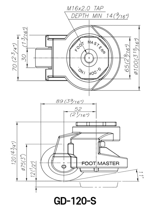 [FOOTMASTER] GD-120 Leveling Casters Smart Solution for both easy movement & leveling set 60-1500Kg -10~90℃ RoHS 8pcs