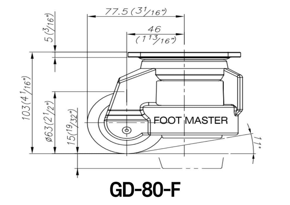 [FOOTMASTER] GD-80 Leveling Casters Smart Solution for both easy movement & leveling set 60-1500Kg -10~90℃ RoHS 8pcs