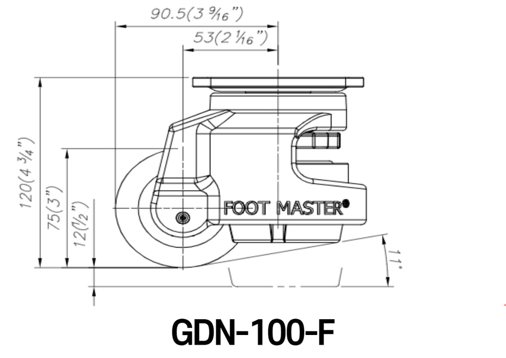 [FOOTMASTER] GDN-100 Leveling Casters Smart Solution for both easy movement & leveling set  50-1500Kg -10~90℃ RoHS 8pcs