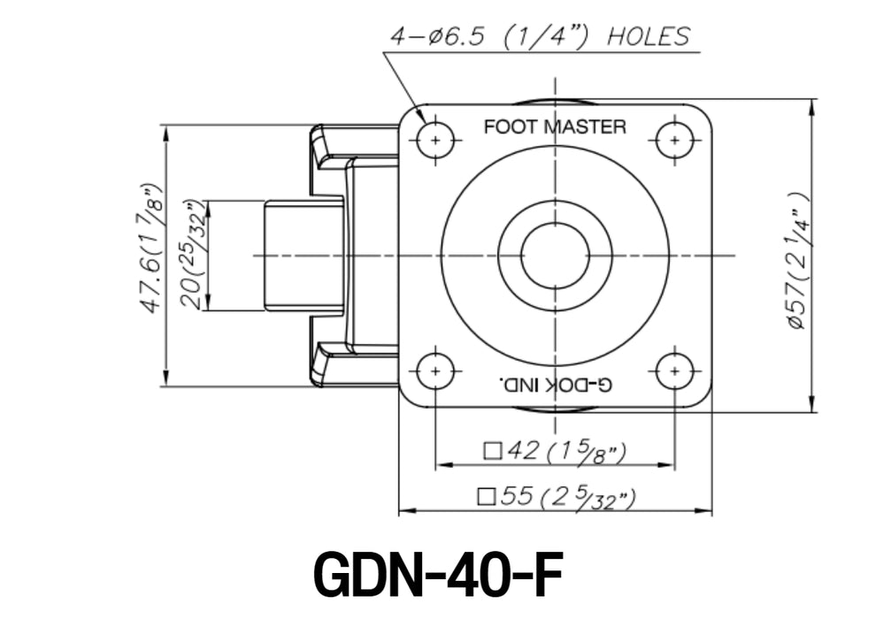 [FOOTMASTER] GDN-40 Leveling Casters Smart Solution for both easy movement & leveling set  50-1500Kg -10~90℃ RoHS 8pcs