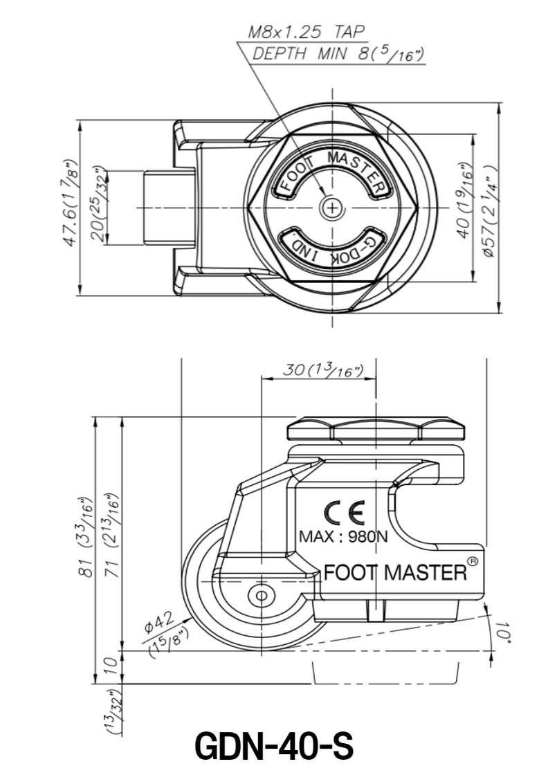 [FOOTMASTER] GDN-40 Leveling Casters Smart Solution for both easy move ...