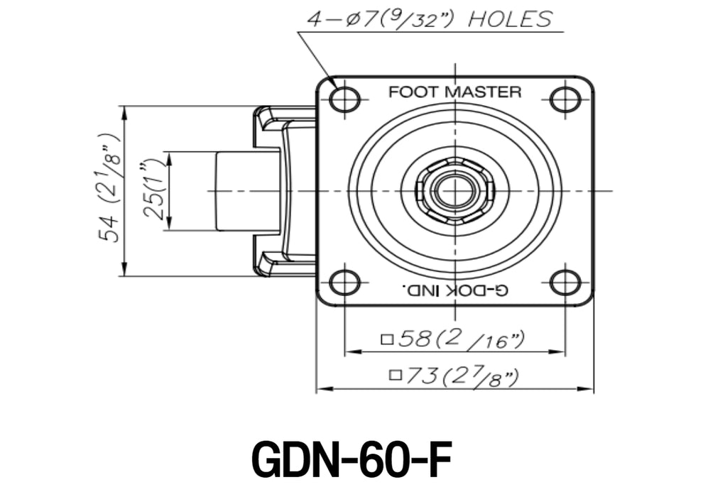 [FOOTMASTER] GDN-60 Leveling Casters Smart Solution for both easy movement & leveling set  50-1500Kg -10~90℃ RoHS 8pcs