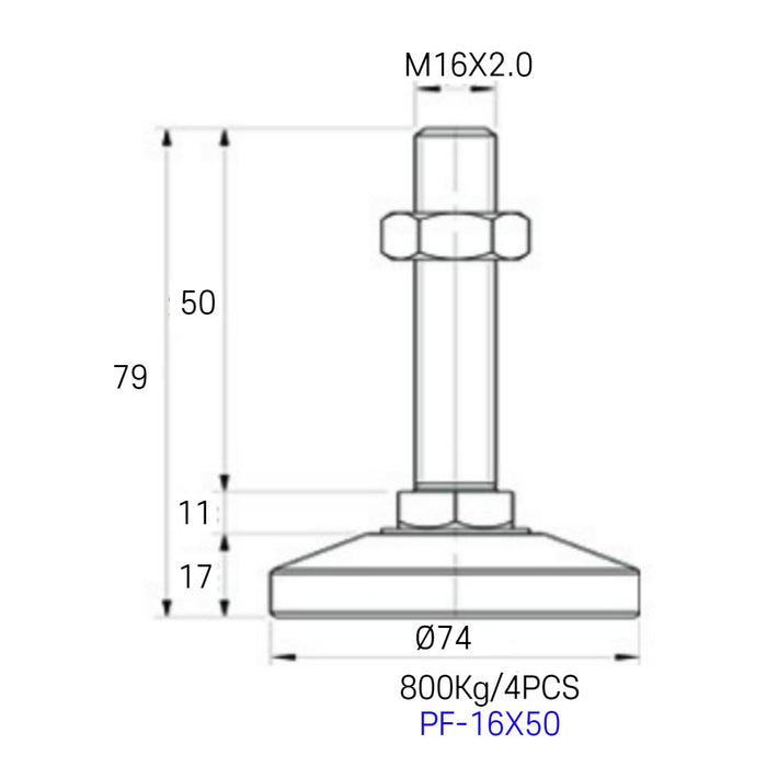 [FOOTMASTER] PF-16 series Leveling Foot Light duty standard type 200-1,000kg RoHS 8pcs