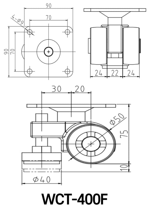 [Wooil]Wheel Master WCT-400 Light Duty Purpose 150kg 8pcs