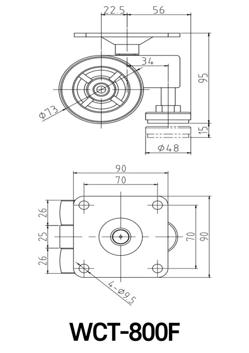[Wooil]Wheel Master WCT-800 Light Duty Purpose  280kg 8pcs