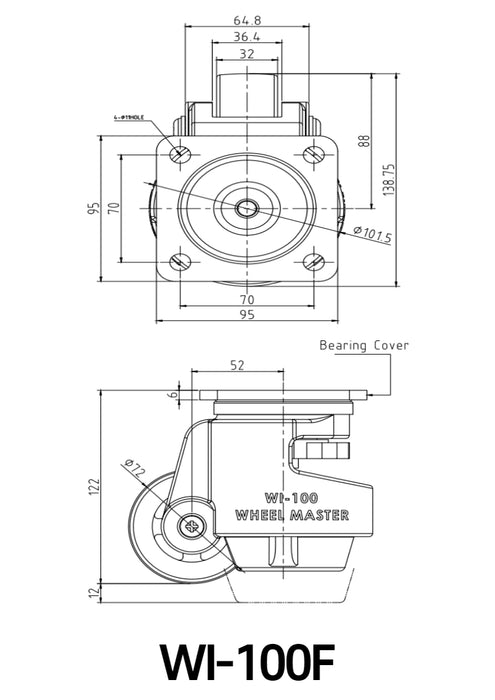 [Wooil]Wheel Master WI-100 Medium Duty Purpose 750kg 8pcs