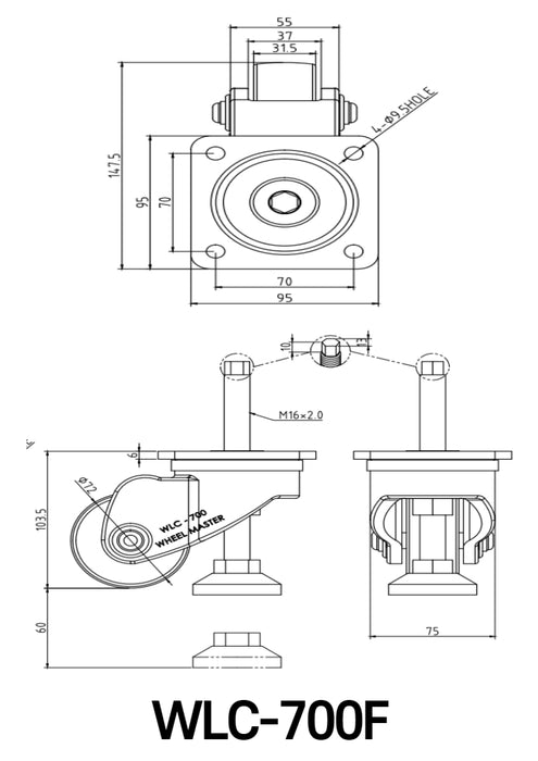 [Wooil]Wheel Master WLC-700 Light ,Medium Duty Purpose 150-600kg 8pcs